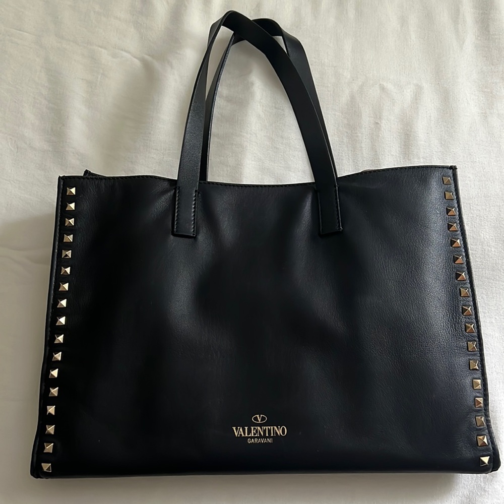 Valentino black leather tote